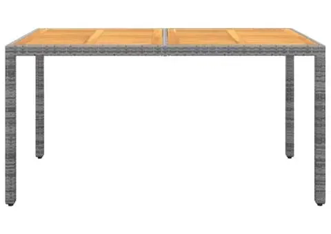 Masă de grădină, gri, 150x90x75 cm, lemn acacia și poliratan - 2/5