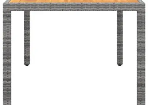 Masă de grădină, gri, 150x90x75 cm, lemn acacia și poliratan - 3/5