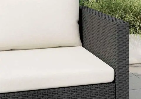 Canapea de grădină cu perne pentru o persoană, negru, poliratan - 3/5