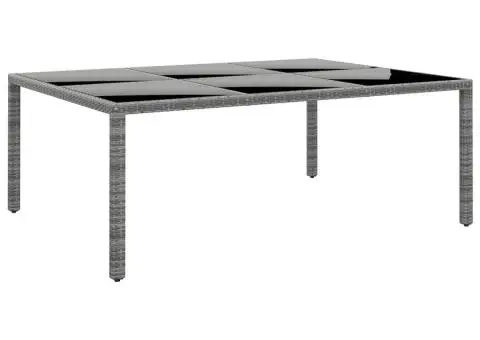 Masă de grădină, gri, 200x150x75cm, sticlă securizată/poliratan - 1/5