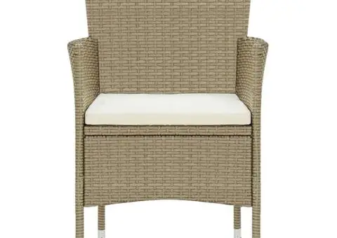 Scaune de masă pentru grădină, 4 buc., bej, poliratan - 3/5