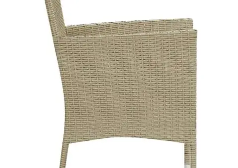 Scaune de masă pentru grădină, 4 buc., bej, poliratan - 4/5