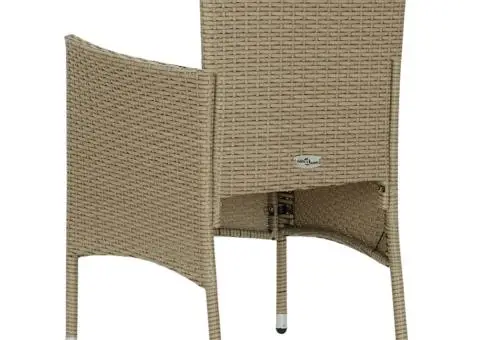 Scaune de masă pentru grădină, 4 buc., bej, poliratan - 5/5