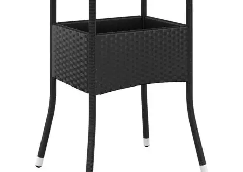 Masă de grădină, negru, Ø80x75cm, lemn de acacia/poliratan - 1/4