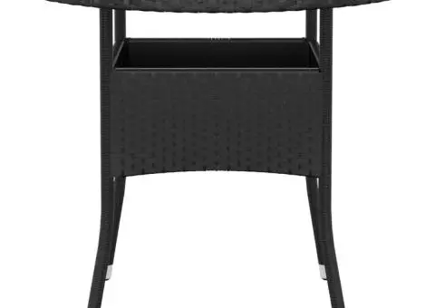 Masă de grădină, negru, Ø80x75cm, lemn de acacia/poliratan - 2/4