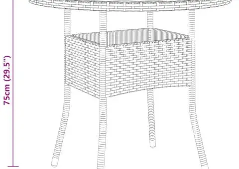Masă de grădină, negru, Ø80x75cm, lemn de acacia/poliratan - 4/4