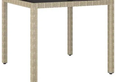 Masă de grădină, bej, 90x90x75 cm, poliratan - 1/5