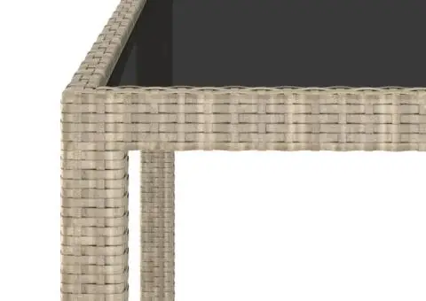 Masă de grădină, bej, 90x90x75 cm, poliratan - 3/5