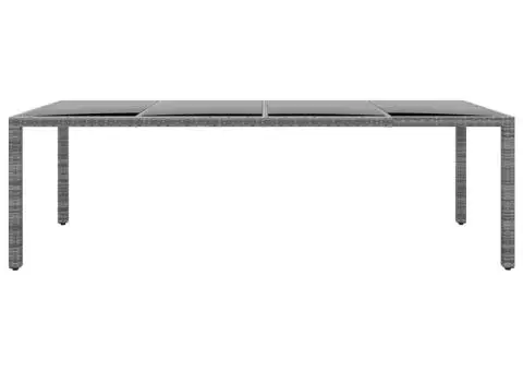 Masă de grădină gri 250x100x75 cm sticlă securizată/poliratan - 2/5