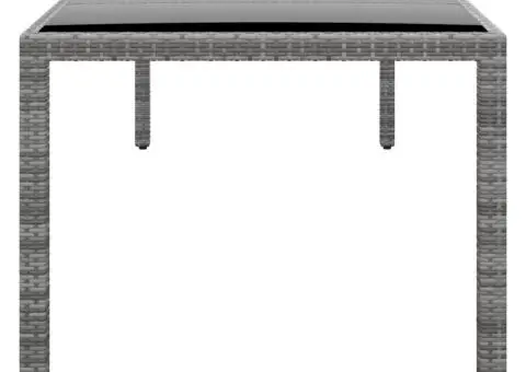 Masă de grădină gri 250x100x75 cm sticlă securizată/poliratan - 3/5