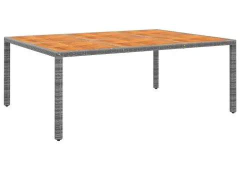 Masă de grădină, gri, 200x150x75cm, lemn de acacia/poliratan - 1/5