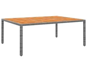 vidaXL Masă de grădină, gri, 200x150x75cm, lemn de acacia/poliratan