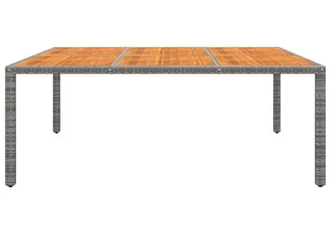 Masă de grădină, gri, 200x150x75cm, lemn de acacia/poliratan - 2/5