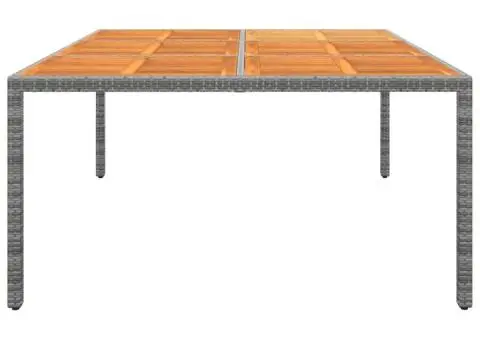 Masă de grădină, gri, 200x150x75cm, lemn de acacia/poliratan - 3/5