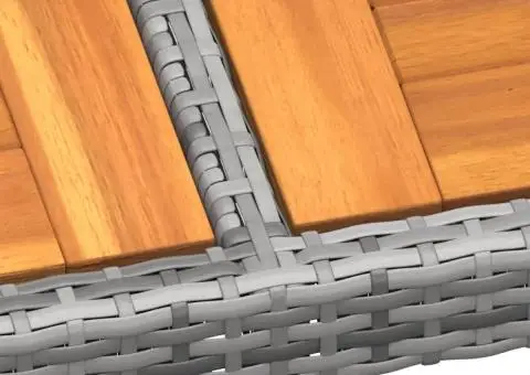 Masă de grădină, gri, 200x150x75cm, lemn de acacia/poliratan - 4/5