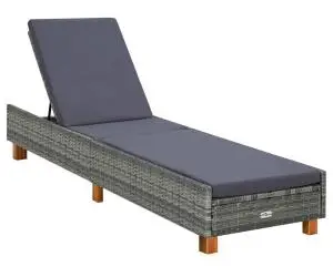 vidaXL Șezlong cu pernă, gri, poliratan