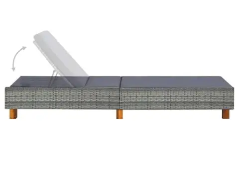 Șezlong cu pernă, gri, poliratan - 5/5