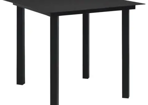 Masă de grădină, negru, 80 x 80 x 74 cm, oțel și sticlă - 1/4