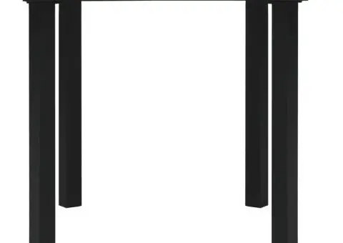 Masă de grădină, negru, 80 x 80 x 74 cm, oțel și sticlă - 2/4