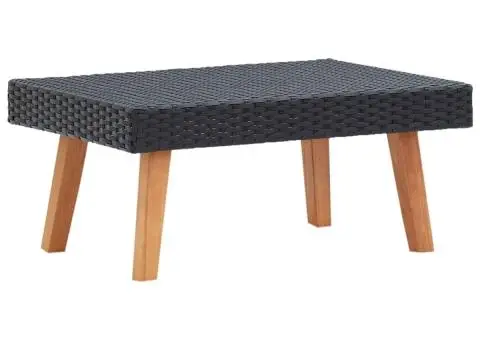 Măsuță de cafea pentru grădină, negru, poliratan - 1/5