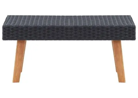 Măsuță de cafea pentru grădină, negru, poliratan - 2/5