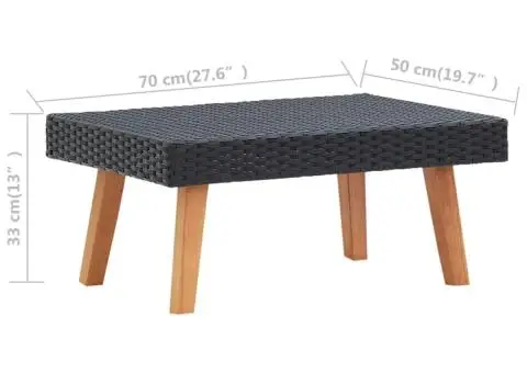 Măsuță de cafea pentru grădină, negru, poliratan - 5/5