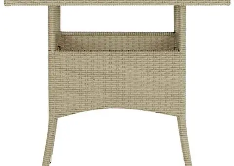 Masă de exterior, bej, poliratan și sticlă - 2/5