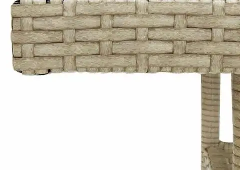 Masă de exterior, bej, poliratan și sticlă - 3/5