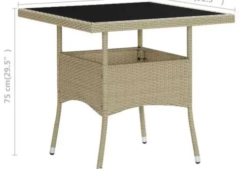 Masă de exterior, bej, poliratan și sticlă - 5/5