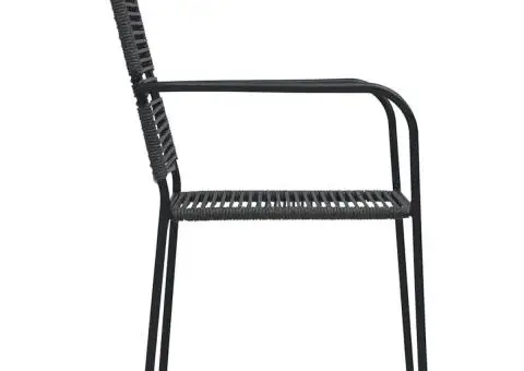 Scaune de grădină, 4 buc., negru, sfoară de bumbac și oțel - 4/5