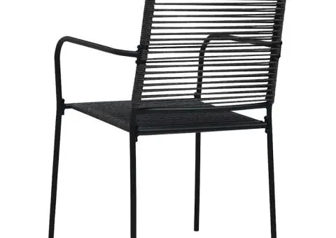 Scaune de grădină, 4 buc., negru, sfoară de bumbac și oțel - 5/5