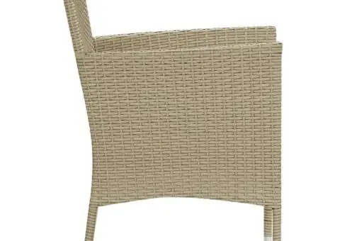 Scaune de masă pentru grădină, 2 buc., bej, poliratan - 4/5