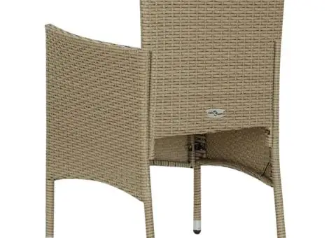 Scaune de masă pentru grădină, 2 buc., bej, poliratan - 5/5