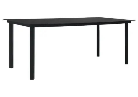 Masă de grădină, negru, 190 x 90 x 74 cm, oțel și sticlă - 1/5