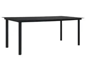 vidaXL Masă de grădină, negru, 190 x 90 x 74 cm, oțel și sticlă