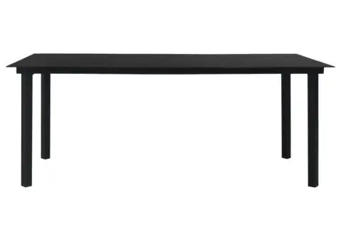 Masă de grădină, negru, 190 x 90 x 74 cm, oțel și sticlă - 2/5