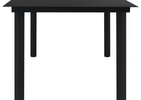 Masă de grădină, negru, 190 x 90 x 74 cm, oțel și sticlă - 3/5