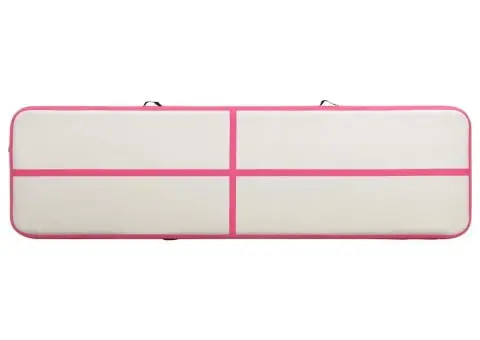 Saltea gimnastică gonflabilă cu pompă roz 600x100x15 cm PVC - 4/5