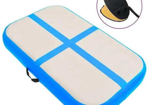 Saltea gimnastică gonflabilă cu pompă albastru 60x100x10 cm PVC - 1/5