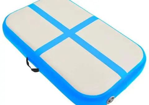 Saltea gimnastică gonflabilă cu pompă albastru 60x100x10 cm PVC - 3/5