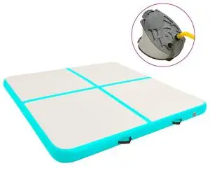 vidaXL Saltea gimnastică gonflabilă cu pompă verde 200x200x15 cm PVC