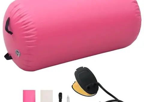 Rulou de gimnastică gonflabil cu pompă, roz, 120 x 75 cm, PVC - 1/5