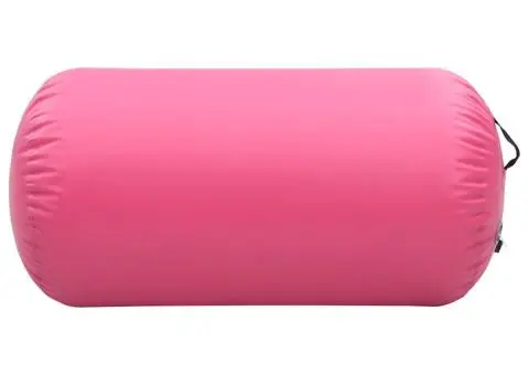 Rulou de gimnastică gonflabil cu pompă, roz, 120 x 75 cm, PVC - 3/5