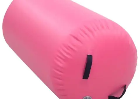 Rulou de gimnastică gonflabil cu pompă, roz, 120 x 75 cm, PVC - 4/5