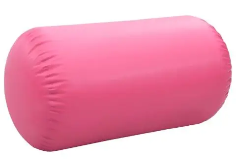 Rulou de gimnastică gonflabil cu pompă, roz, 120 x 75 cm, PVC - 5/5