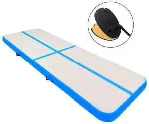 vidaXL Saltea gimnastică gonflabilă cu pompă albastru 500x100x15cm PVC