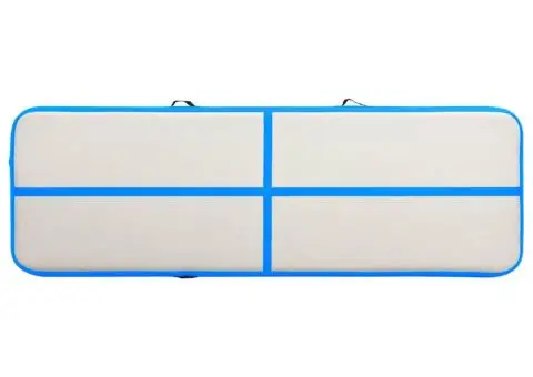 Saltea gimnastică gonflabilă cu pompă albastru 500x100x15cm PVC - 4/5
