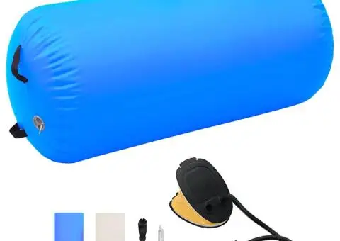 Rulou de gimnastică gonflabil cu pompă, albastru, 120x90 cm PVC - 1/5