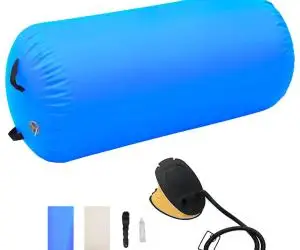 vidaXL Rulou de gimnastică gonflabil cu pompă, albastru, 120x90 cm PVC