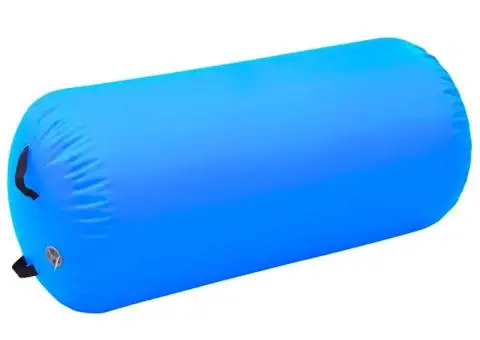 Rulou de gimnastică gonflabil cu pompă, albastru, 120x90 cm PVC - 2/5